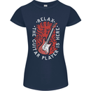 Here Comes the Guitar Player Guitarist Womens Petite Cut T-Shirt Navy Blue