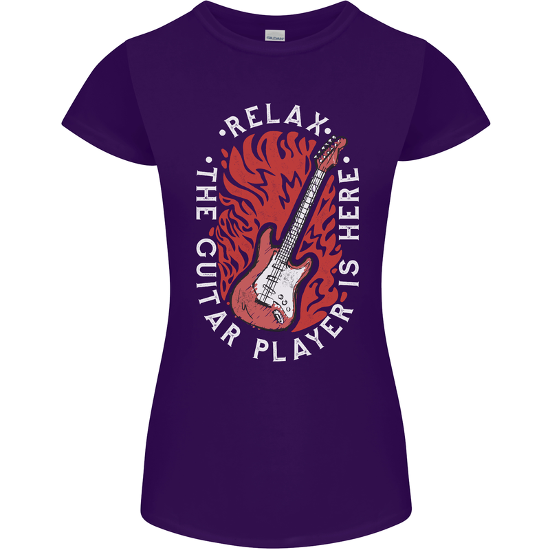 Here Comes the Guitar Player Guitarist Womens Petite Cut T-Shirt Purple