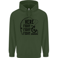 Here Fishy Fishy Funny Fishing Fisherman Childrens Kids Hoodie Forest Green