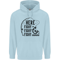 Here Fishy Fishy Funny Fishing Fisherman Childrens Kids Hoodie Light Blue