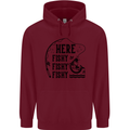 Here Fishy Fishy Funny Fishing Fisherman Childrens Kids Hoodie Maroon
