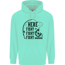 Here Fishy Fishy Funny Fishing Fisherman Childrens Kids Hoodie Peppermint