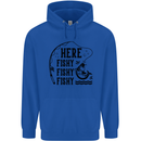 Here Fishy Fishy Funny Fishing Fisherman Childrens Kids Hoodie Royal Blue