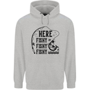 Here Fishy Fishy Funny Fishing Fisherman Childrens Kids Hoodie Sports Grey