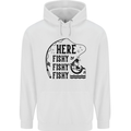 Here Fishy Fishy Funny Fishing Fisherman Childrens Kids Hoodie White