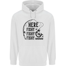 Here Fishy Fishy Funny Fishing Fisherman Childrens Kids Hoodie White