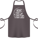 Here Fishy Fishy Funny Fishing Fisherman Cotton Apron 100% Organic Dark Grey