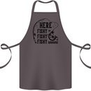 Here Fishy Fishy Funny Fishing Fisherman Cotton Apron 100% Organic Dark Grey