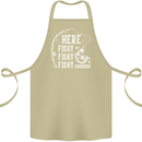 Here Fishy Fishy Funny Fishing Fisherman Cotton Apron 100% Organic Khaki