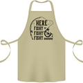Here Fishy Fishy Funny Fishing Fisherman Cotton Apron 100% Organic Khaki
