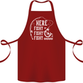 Here Fishy Fishy Funny Fishing Fisherman Cotton Apron 100% Organic Maroon