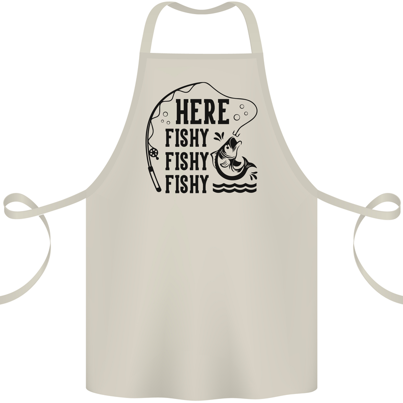 Here Fishy Fishy Funny Fishing Fisherman Cotton Apron 100% Organic Natural