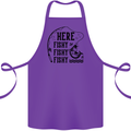 Here Fishy Fishy Funny Fishing Fisherman Cotton Apron 100% Organic Purple