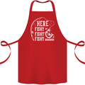 Here Fishy Fishy Funny Fishing Fisherman Cotton Apron 100% Organic Red