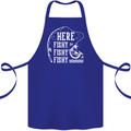 Here Fishy Fishy Funny Fishing Fisherman Cotton Apron 100% Organic Royal Blue