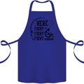 Here Fishy Fishy Funny Fishing Fisherman Cotton Apron 100% Organic Royal Blue