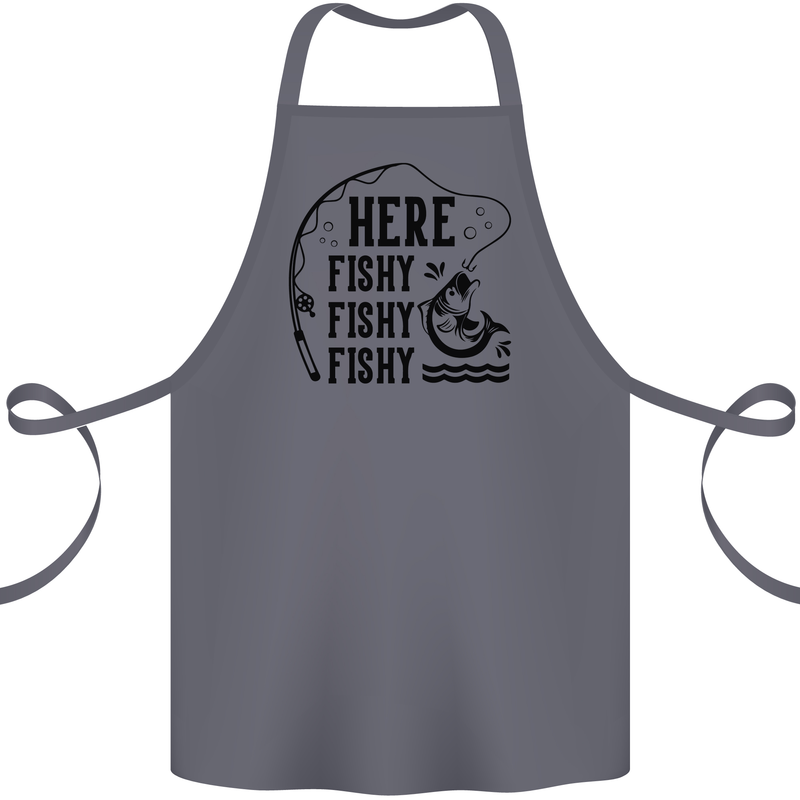 Here Fishy Fishy Funny Fishing Fisherman Cotton Apron 100% Organic Steel