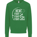 Here Fishy Fishy Funny Fishing Fisherman Kids Sweatshirt Jumper Irish Green