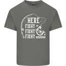 Here Fishy Fishy Funny Fishing Fisherman Kids T-Shirt Childrens Charcoal