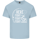 Here Fishy Fishy Funny Fishing Fisherman Kids T-Shirt Childrens Light Blue