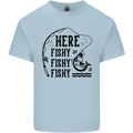 Here Fishy Fishy Funny Fishing Fisherman Kids T-Shirt Childrens Light Blue
