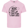 Here Fishy Fishy Funny Fishing Fisherman Kids T-Shirt Childrens Light Pink