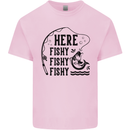 Here Fishy Fishy Funny Fishing Fisherman Kids T-Shirt Childrens Light Pink
