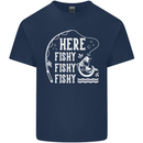 Here Fishy Fishy Funny Fishing Fisherman Kids T-Shirt Childrens Navy Blue