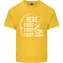 Here Fishy Fishy Funny Fishing Fisherman Kids T-Shirt Childrens Yellow