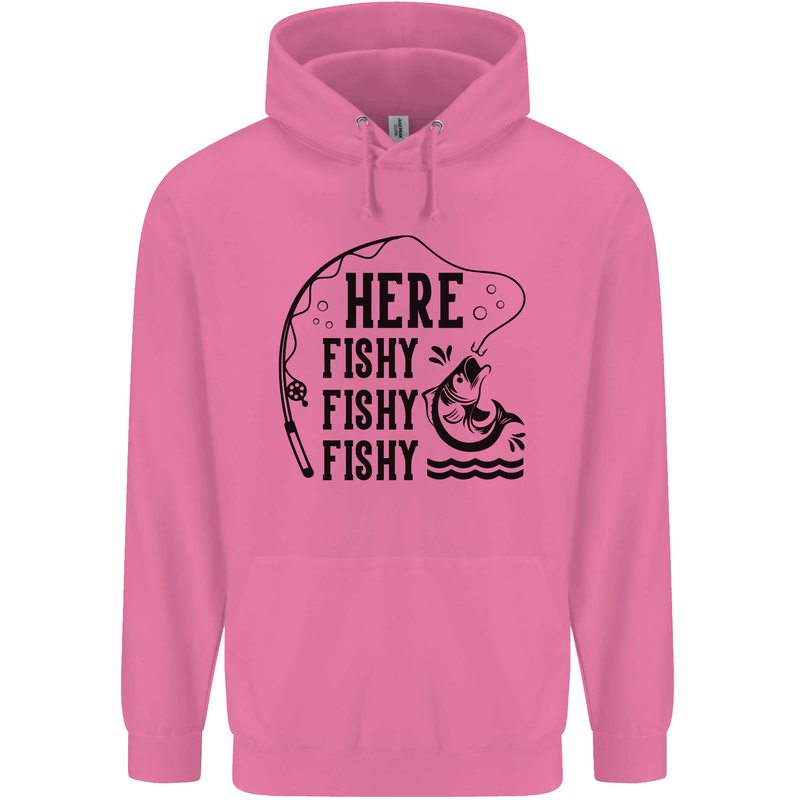 Here Fishy Fishy Funny Fishing Fisherman Mens 80% Cotton Hoodie Azelea