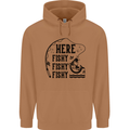 Here Fishy Fishy Funny Fishing Fisherman Mens 80% Cotton Hoodie Caramel Latte