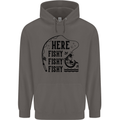 Here Fishy Fishy Funny Fishing Fisherman Mens 80% Cotton Hoodie Charcoal