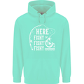 Here Fishy Fishy Funny Fishing Fisherman Mens 80% Cotton Hoodie Peppermint
