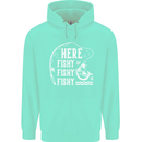 Here Fishy Fishy Funny Fishing Fisherman Mens 80% Cotton Hoodie Peppermint