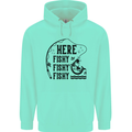Here Fishy Fishy Funny Fishing Fisherman Mens 80% Cotton Hoodie Peppermint
