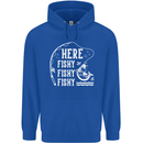 Here Fishy Fishy Funny Fishing Fisherman Mens 80% Cotton Hoodie Royal Blue