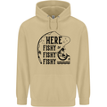 Here Fishy Fishy Funny Fishing Fisherman Mens 80% Cotton Hoodie Sand