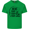 Here Fishy Fishy Funny Fishing Fisherman Mens Cotton T-Shirt Tee Top Irish Green