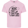 Here Fishy Fishy Funny Fishing Fisherman Mens Cotton T-Shirt Tee Top Light Pink