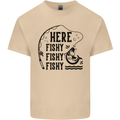 Here Fishy Fishy Funny Fishing Fisherman Mens Cotton T-Shirt Tee Top Sand