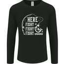 Here Fishy Fishy Funny Fishing Fisherman Mens Long Sleeve T-Shirt Black