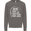 Here Fishy Fishy Funny Fishing Fisherman Mens Sweatshirt Jumper Charcoal