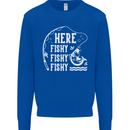 Here Fishy Fishy Funny Fishing Fisherman Mens Sweatshirt Jumper Royal Blue
