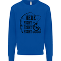 Here Fishy Fishy Funny Fishing Fisherman Mens Sweatshirt Jumper Royal Blue