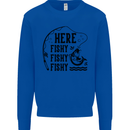 Here Fishy Fishy Funny Fishing Fisherman Mens Sweatshirt Jumper Royal Blue