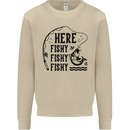 Here Fishy Fishy Funny Fishing Fisherman Mens Sweatshirt Jumper Sand