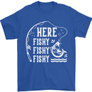 Here Fishy Fishy Funny Fishing Fisherman Mens T-Shirt Cotton Gildan Royal Blue