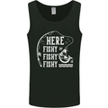 Here Fishy Fishy Funny Fishing Fisherman Mens Vest Tank Top Black