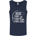 Here Fishy Fishy Funny Fishing Fisherman Mens Vest Tank Top Navy Blue