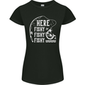 Here Fishy Fishy Funny Fishing Fisherman Womens Petite Cut T-Shirt Black